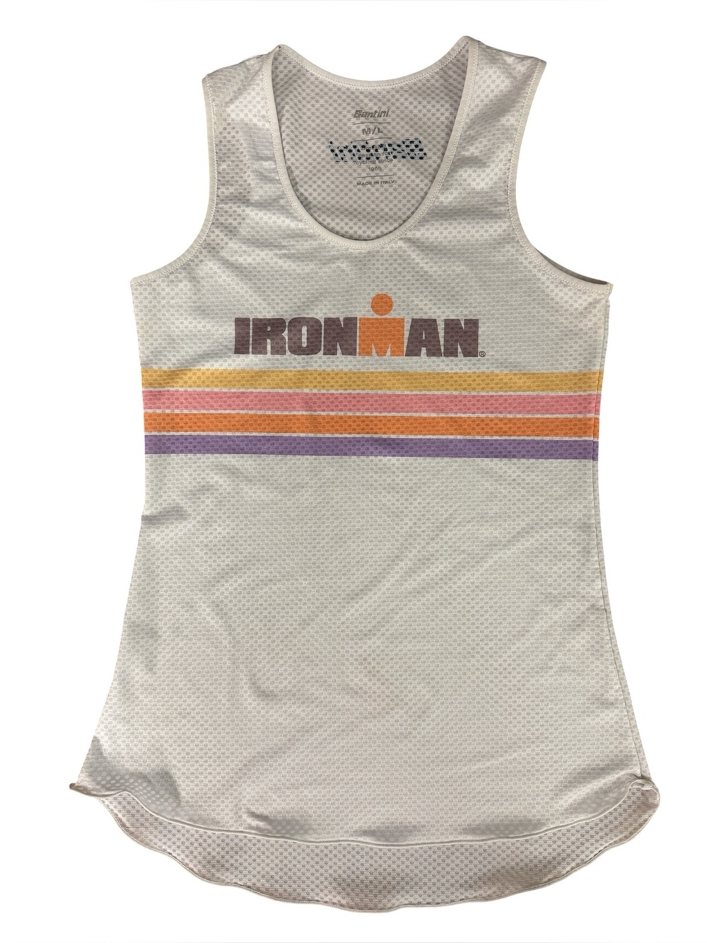 IRONMAN SANTINI WOMENS PERFORMANCE RACERBACK TANK WHITE SIZE MED/LG